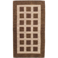 Hand-knotted Gabbeh Riz Beige, Brown Wool Soft Rug