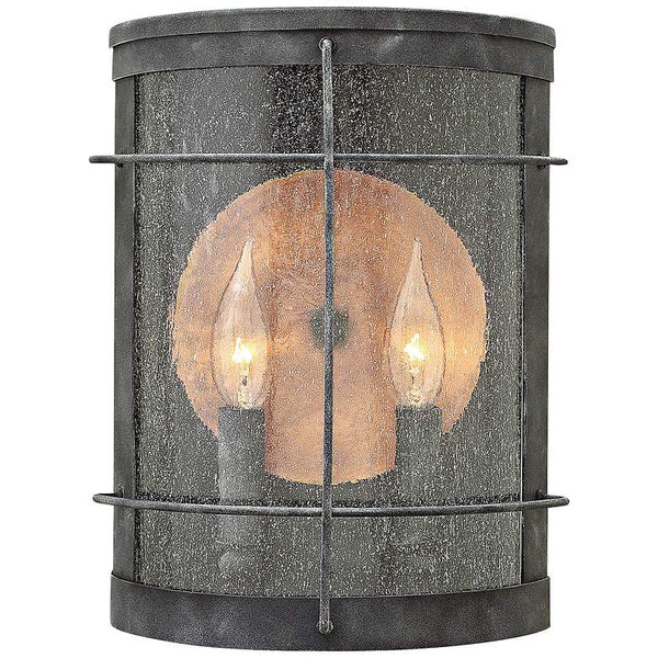 Hinkley Newport 9"W Aged Zinc 2 Candle Outdoor Wall Light