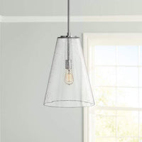 Hinkley Vance 13"W Polished Nickel and Glass Pendant Light