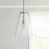 Hinkley Vance 13"W Polished Nickel and Glass Pendant Light