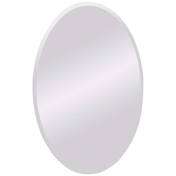 Frameless Beveled 35" High Oval Wall Mirror