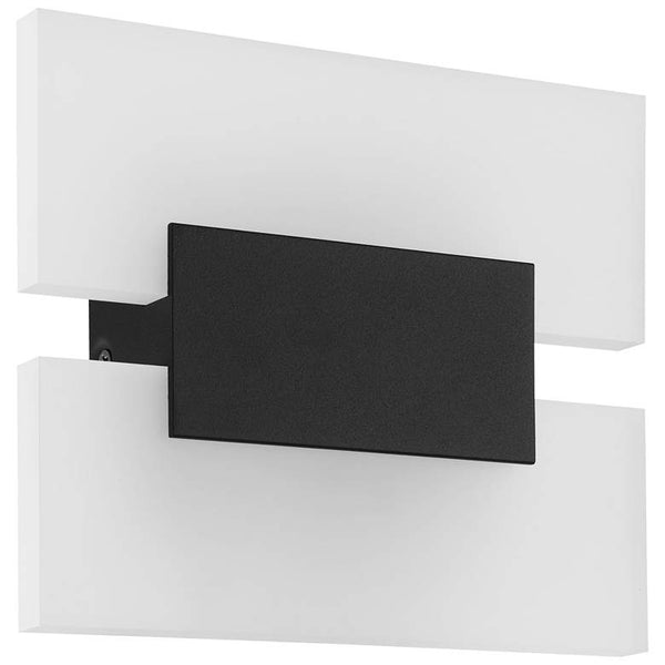 Metrass 2 - 2-Light LED Wall Light - Matte Black - White Satin Glass