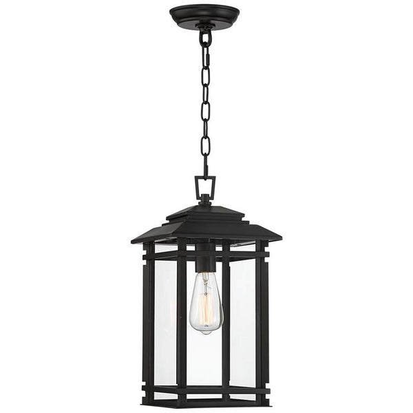 North House 17" High Matte Black and Glass Outdoor Hanging Light