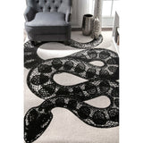 Black and White Serpent Soft Area Rugs