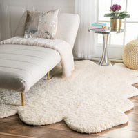 Handmade Faux Sheepskin  Ivory White Soft Plush Shag Area Rug
