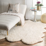 Handmade Faux Sheepskin  Ivory White Soft Plush Shag Area Rug