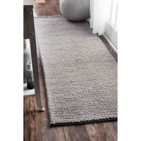 Handmade Braided Wool Grey Area Rug