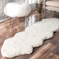 Handmade Faux Sheepskin  Ivory White Soft Plush Shag Area Rug