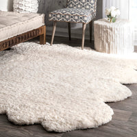 Handmade Faux Sheepskin  Ivory White Soft Plush Shag Area Rug