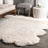 Handmade Faux Sheepskin  Ivory White Soft Plush Shag Area Rug