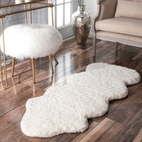 Handmade Faux Sheepskin  Ivory White Soft Plush Shag Area Rug