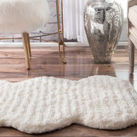 Handmade Faux Sheepskin  Ivory White Soft Plush Shag Area Rug