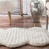 Handmade Faux Sheepskin  Ivory White Soft Plush Shag Area Rug