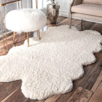 Handmade Faux Sheepskin  Ivory White Soft Plush Shag Area Rug