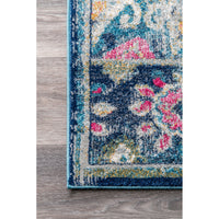 Floral Vintage Turquoise Blue Pink Area Rugs