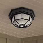 Octagonal 12" Wide Black Motion Sensor Outdoor Ceiling Light