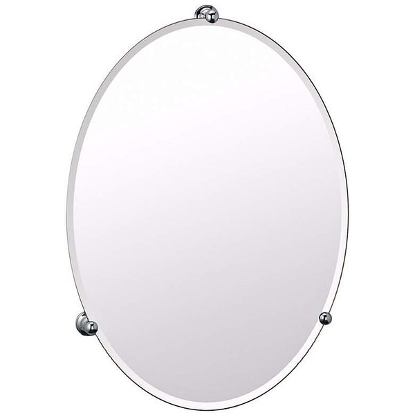 Gatco Oldenburg Chrome 19 1/2" x 27 1/2" Oval Wall Mirror