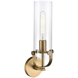 Pilaster 16 3/4"H Brushed Cylinder Glass Wall Sconce