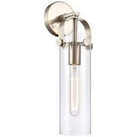 Pilaster 16 3/4"H Brushed Cylinder Glass Wall Sconce