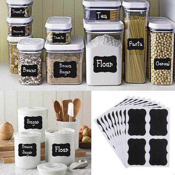 Fancy Black Board Kitchen Decal  Jar Labels - 36pcs