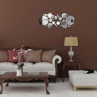 Silver Circle Mirror Wall Decal Stickers