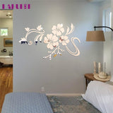 Art flower 3D Mirror Vinyl Removable Wall Sticker Decal