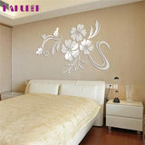 Art flower 3D Mirror Vinyl Removable Wall Sticker Decal