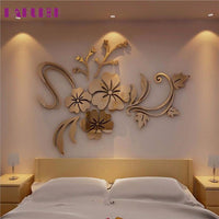 Art flower 3D Mirror Vinyl Removable Wall Sticker Decal