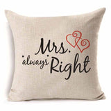 Throw Pillow Cushion Cover - Love/Mr Mrs/Heart