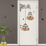 Birdcage Flower Flying Wall Stickers Vinyl Wall Decals