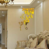 3D Mirror flower Vine wall sticker Acrylic decal removable floral Tree Branch stickers 54*79CM