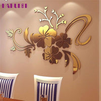 Art flower 3D Mirror Vinyl Removable Wall Sticker Decal