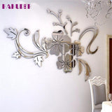 Art flower 3D Mirror Vinyl Removable Wall Sticker Decal