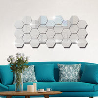 Hexagon Acrylic Mirror 3D Wall Decal Stickers 12Pcs