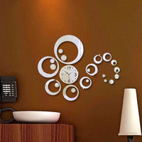 Circles 3D Modern Mirror Wall Clock Sticker Decal Home DIY Decor