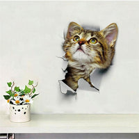 Cat Vivid 3D Smashed Decal  Wall Sticker