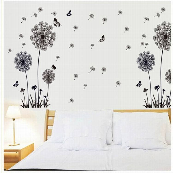 "Butterfly Flying In Dandelion"  Wall Stickers Decals