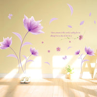 Romantic Purple flowers DIY Wall Sticker Decals Wallpaper