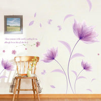 Romantic Purple flowers DIY Wall Sticker Decals Wallpaper