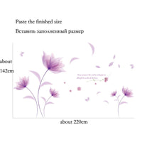 Romantic Purple flowers DIY Wall Sticker Decals Wallpaper