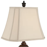raditional Table Lamps 29.25" Tall Set of 2 Leafwork Bronze Vase Light Tan Cut Corner Rectangular Shade