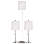 Set of 3 Selma Brushed Steel Floor and Table Lamps